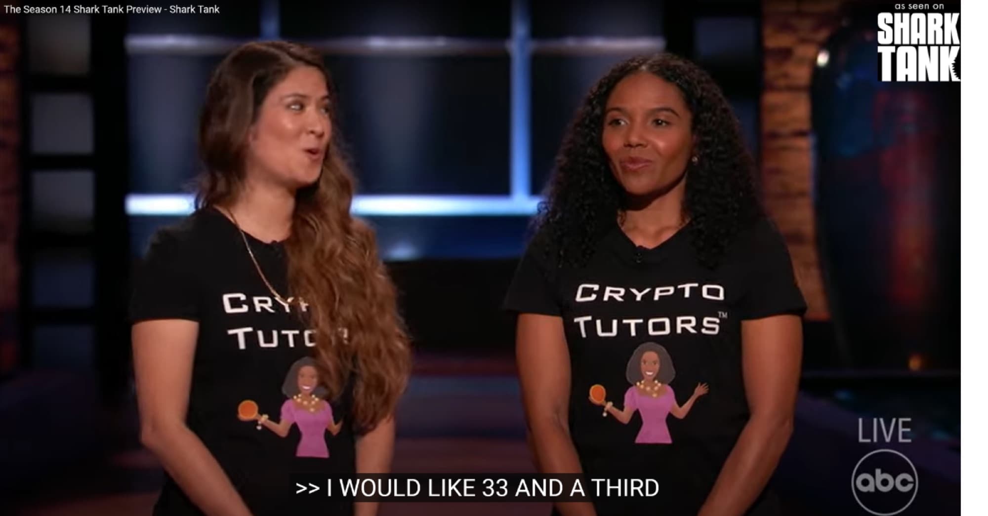 Lisa and her Crypto Tutors co-founder appearing on Shark Tank
